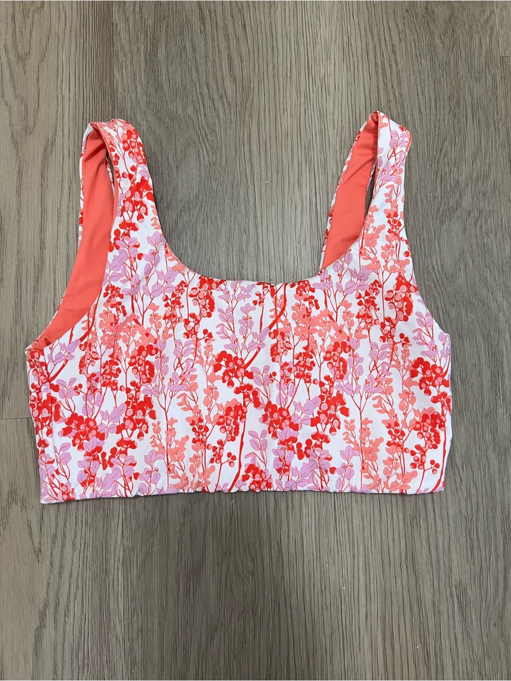 Senita Athletics Pink Floral Bikini Top Size Medium
